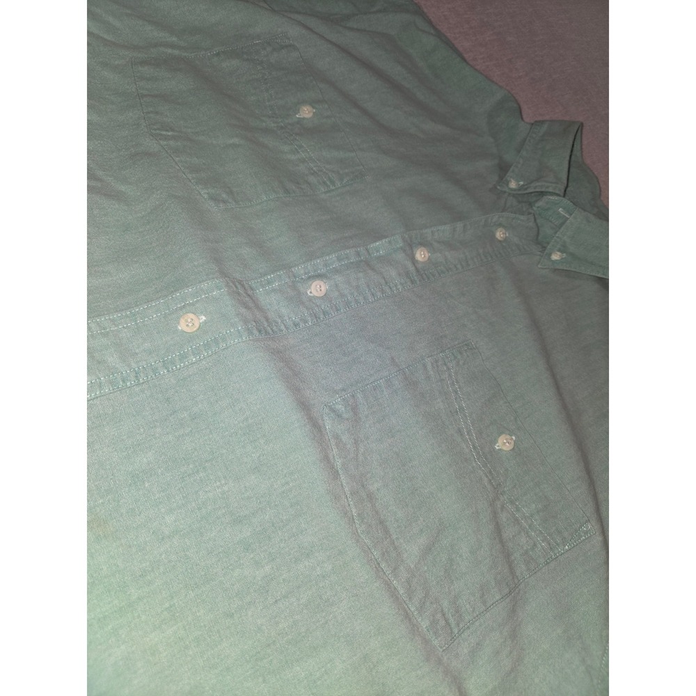Eddie Bauer Mens XL Short Sleeve Button Down Shirt Green Cotton - Picture 9 of 11